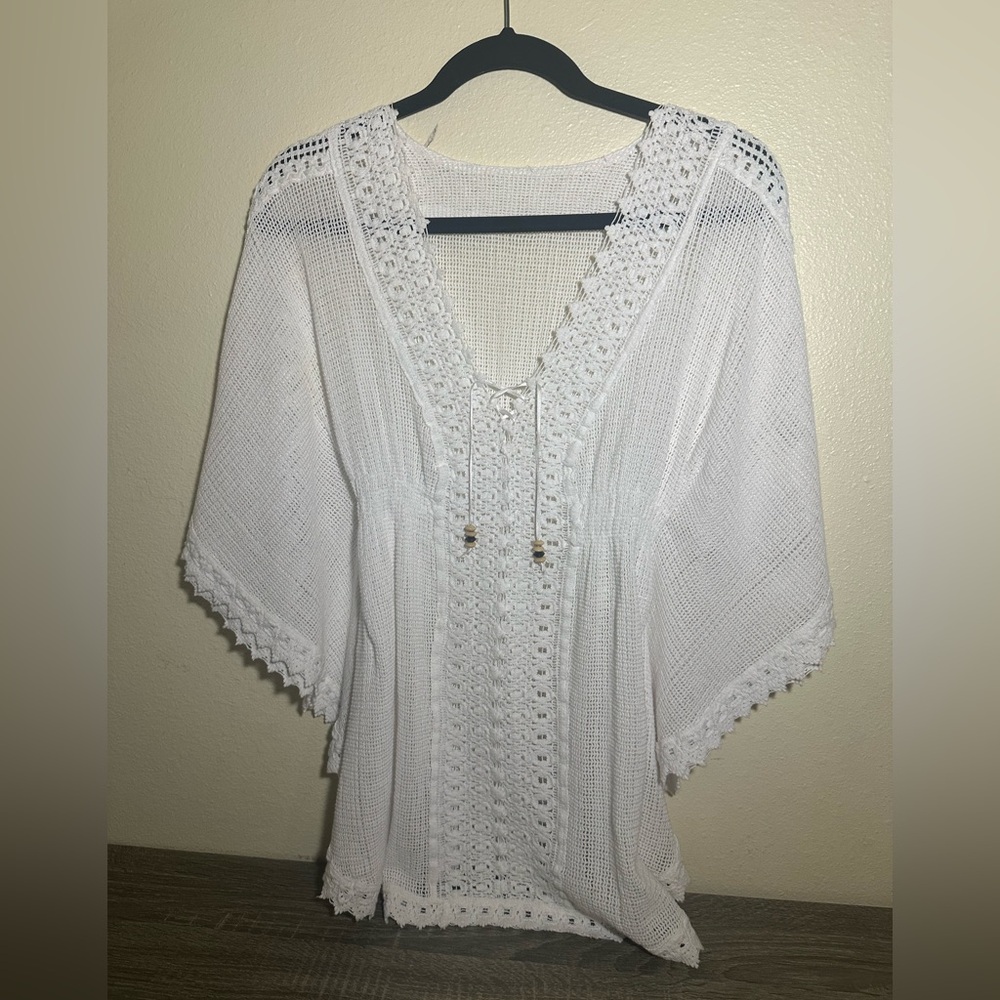 SEA SPICE Resort Wear Women's Swimsuit Cover Up Size Small White 100% Cotton